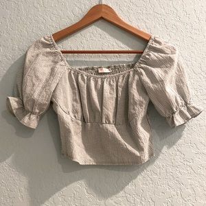 ‘Romwe’ Plaid Green Top - Size Medium